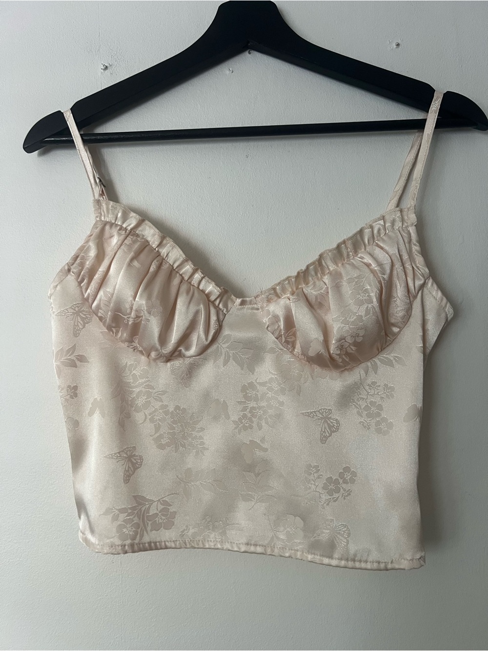 LA Hearts Floral Cami Top, Womens XS, satin feel romantic feminine blush
